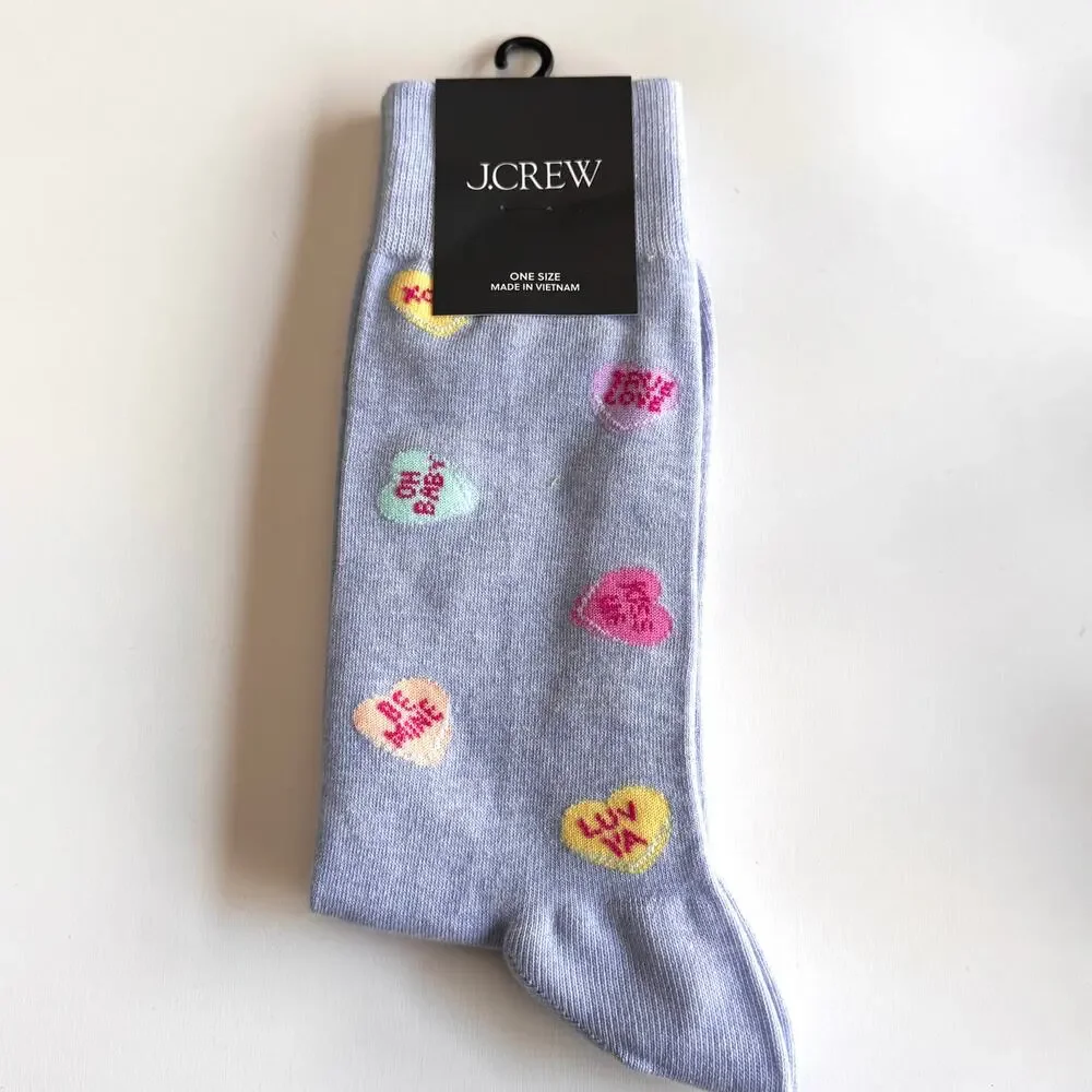 J.Crew Women's Candy Hearts Crew Style Socks NWT